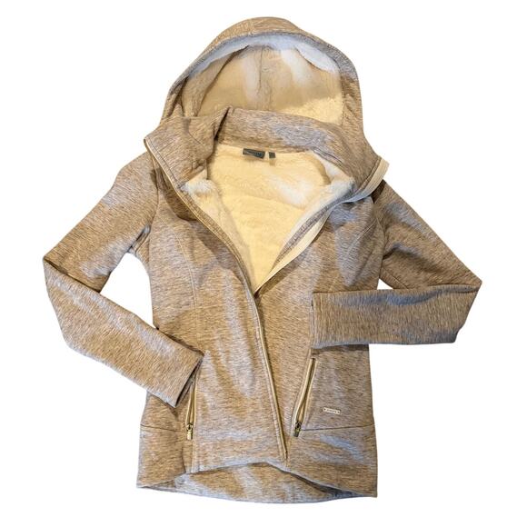 Athleta Luxe Stronger Fur-Lined Jacket In Oatmeal Heather Women's Size M - Picture 4 of 8